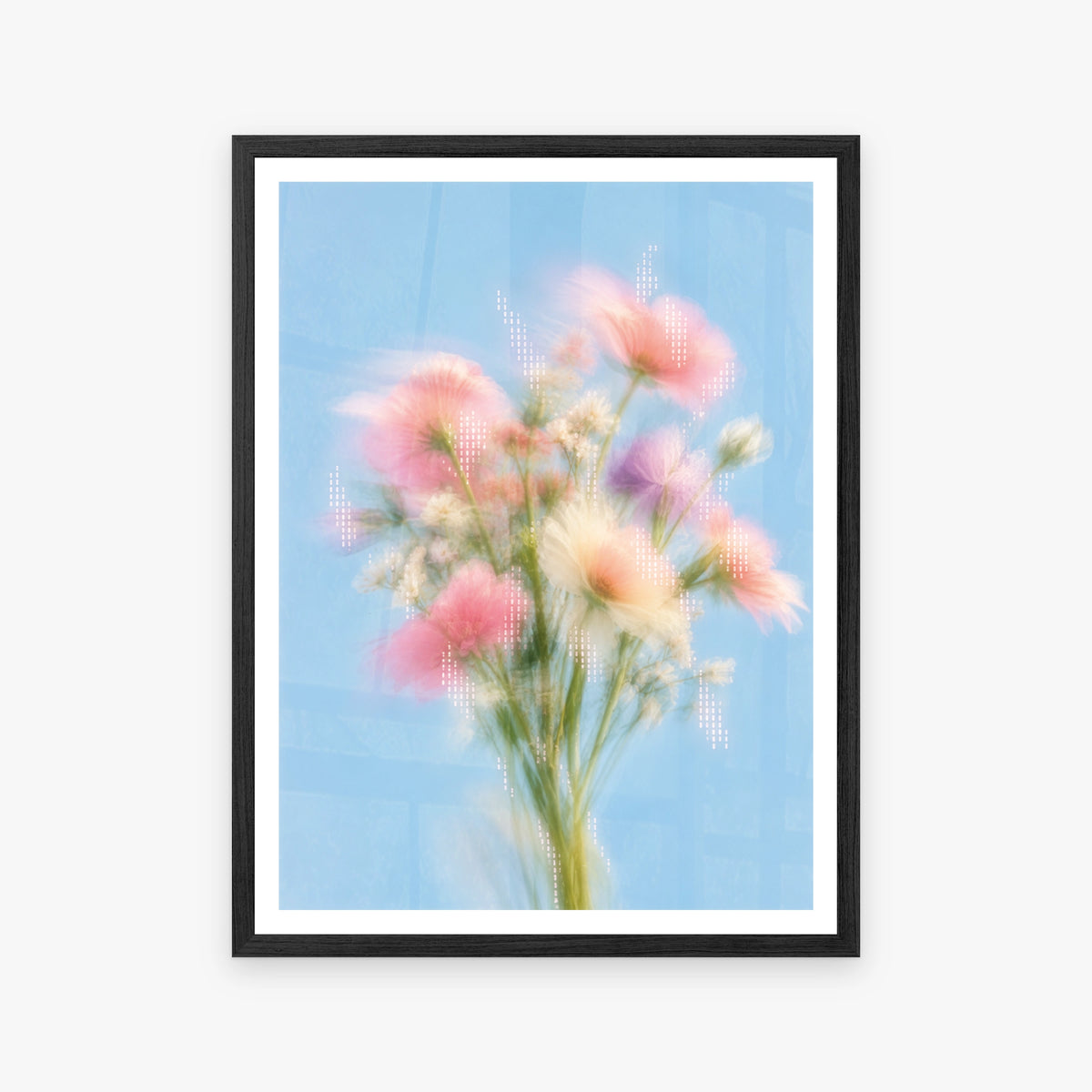 Blurred Florals I in a black frame