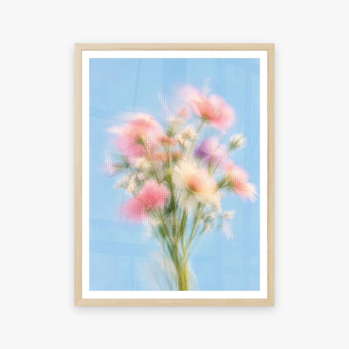 Blurred Florals I in a wood frame