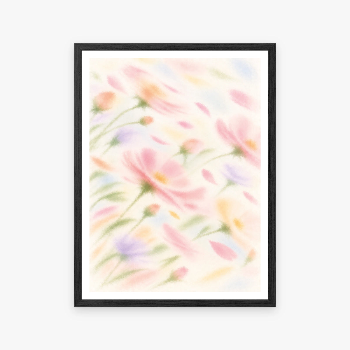 Blurred Florals IV in a black frame
