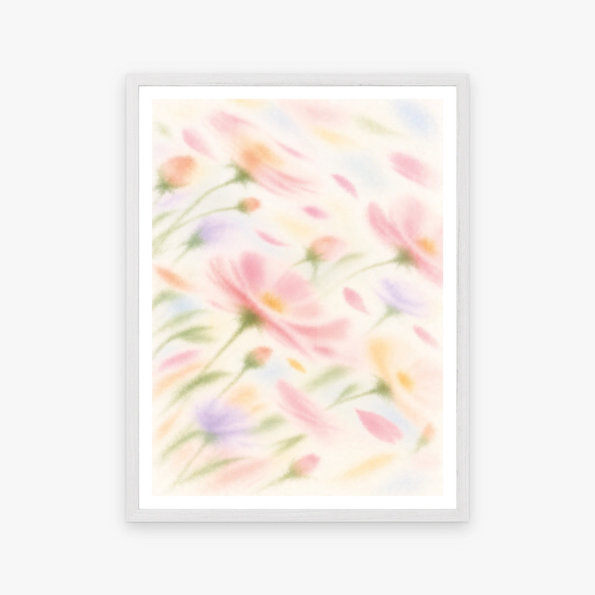 Blurred Florals IV in a white frame