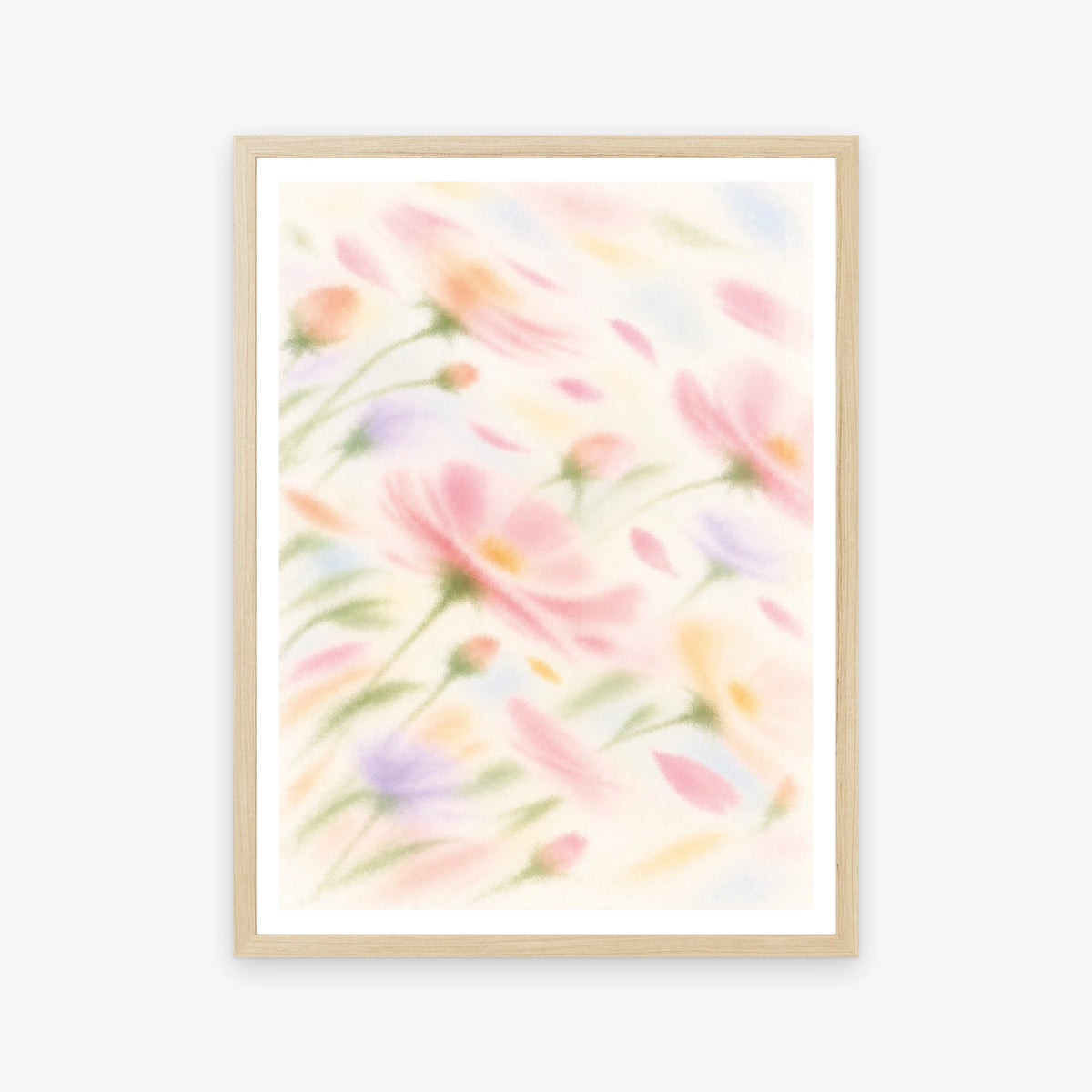 Blurred Florals IV in a wood frame