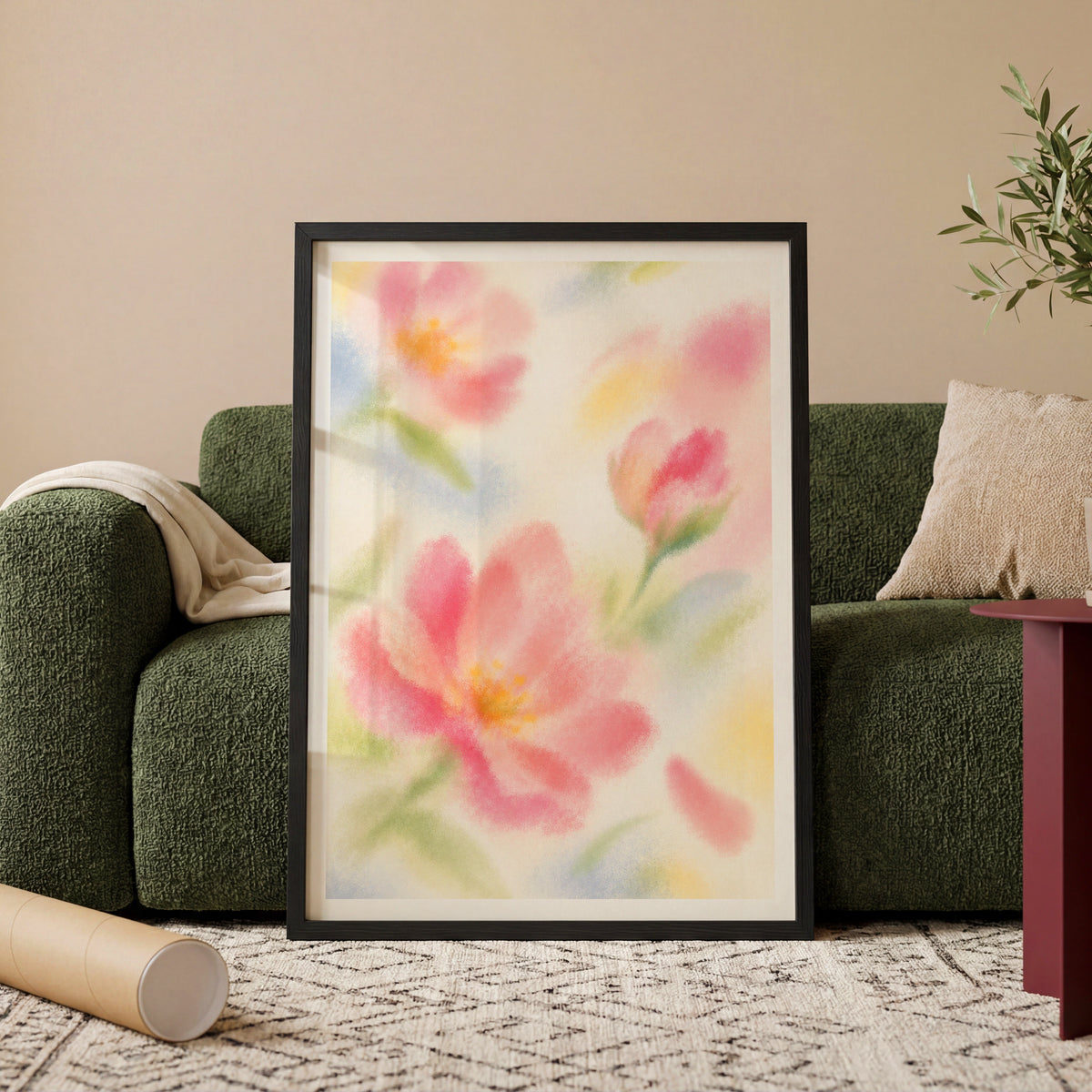 Blurred Florals V wall art in a room