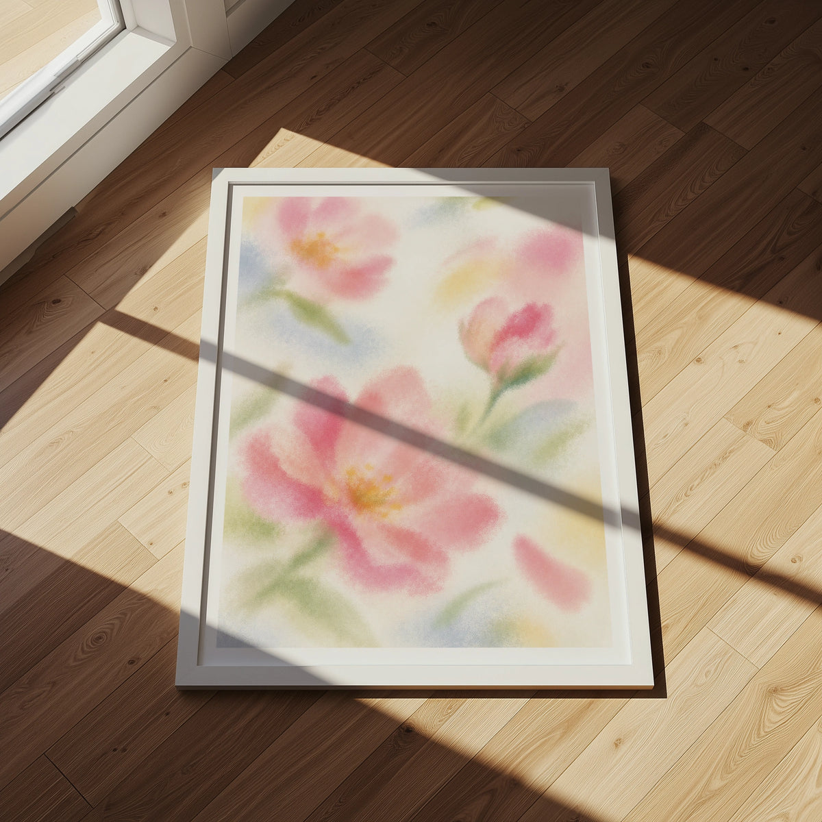 Blurred Florals V wall art in a room