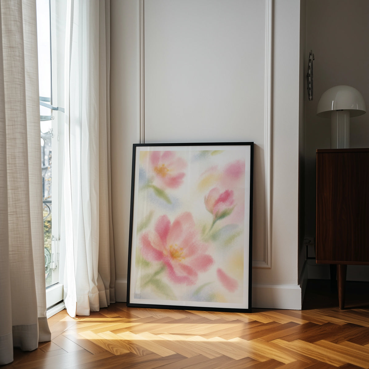 Blurred Florals V wall art in a room