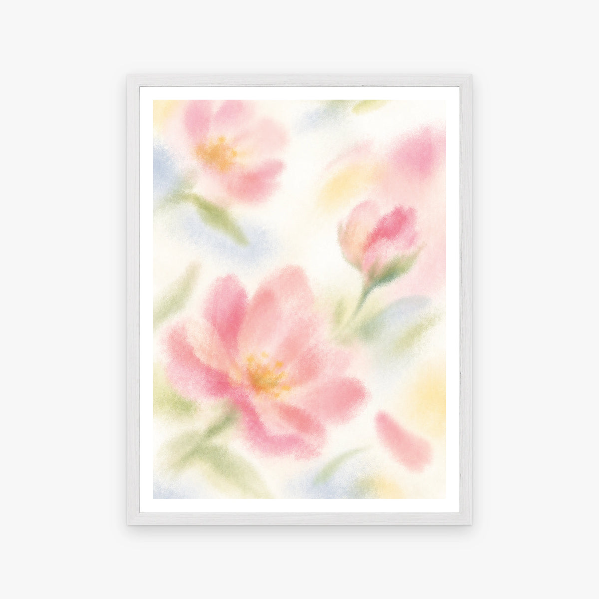 Blurred Florals V in a white frame