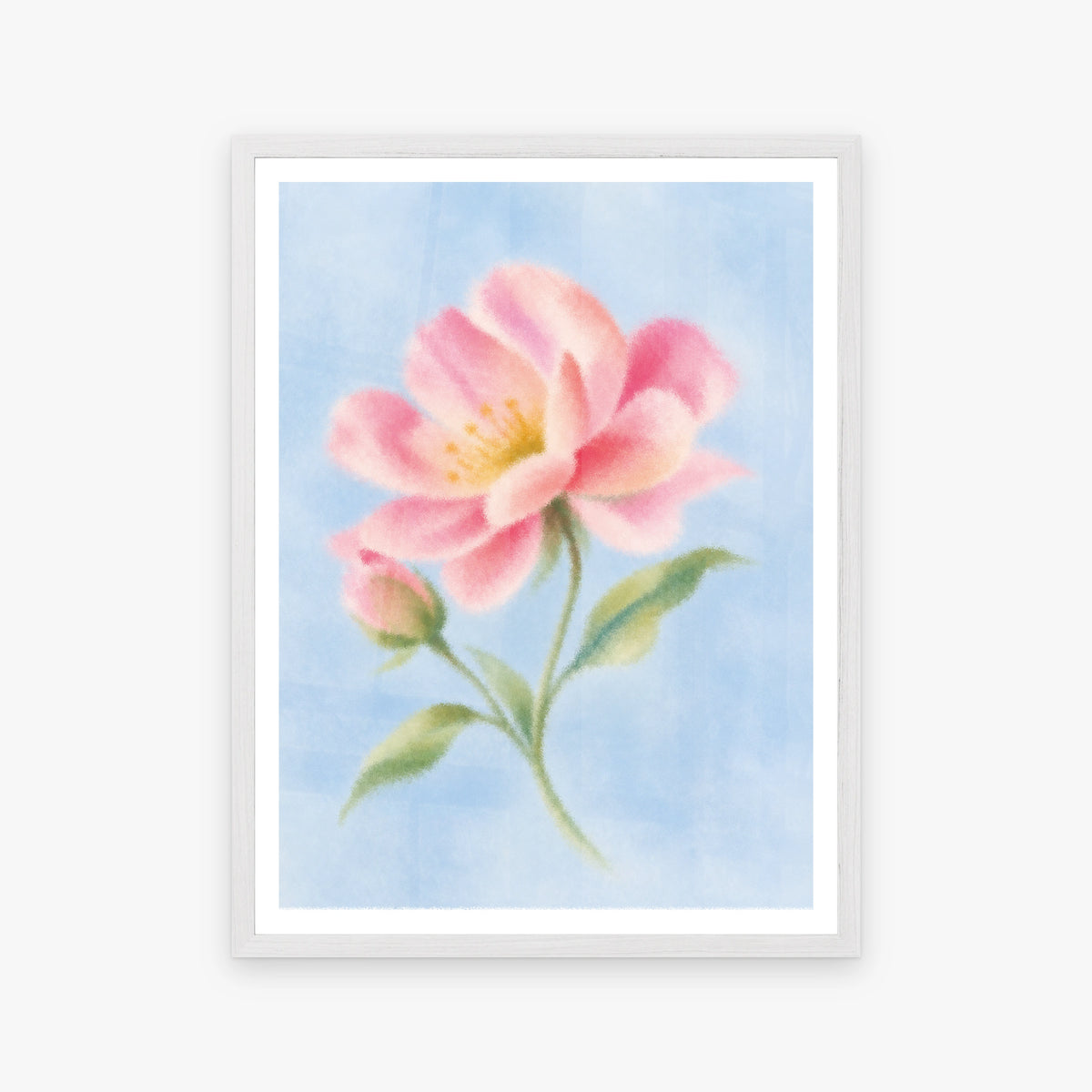 Blurred Florals VI in a white frame