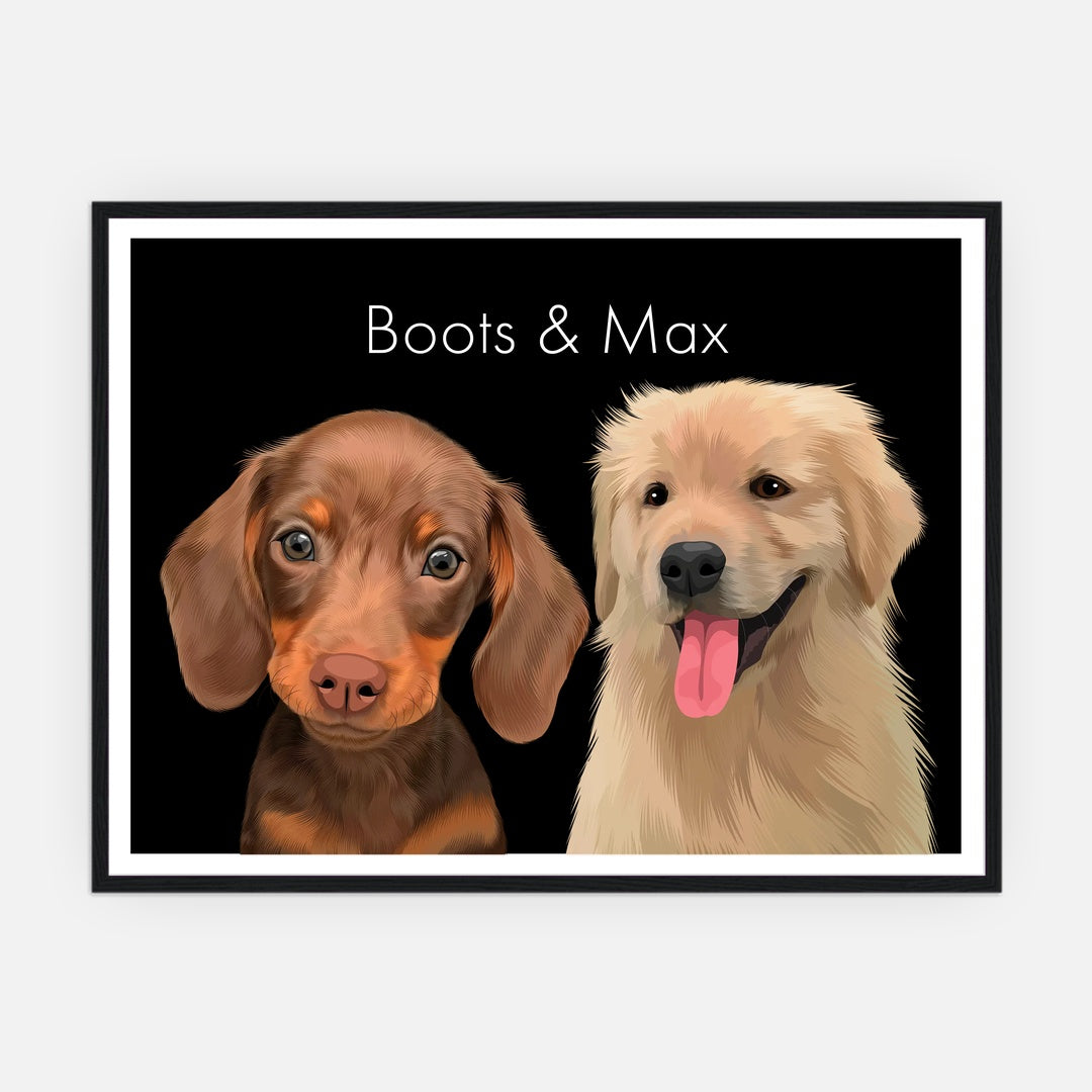 Pet Portrait - Two Pets - Framed