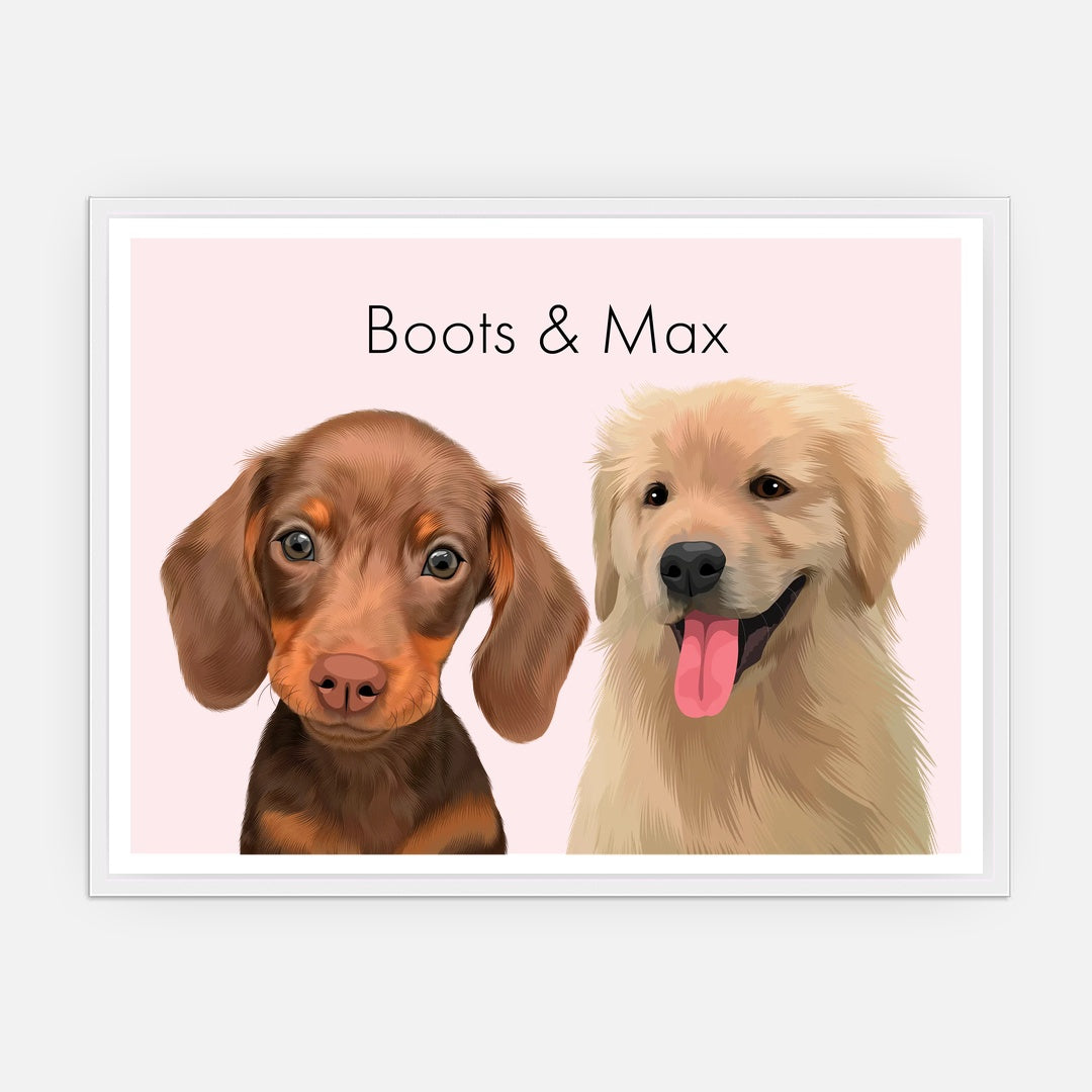 Pet Portrait - Two Pets - Framed