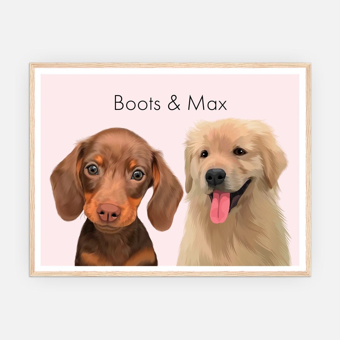 Pet Portrait - Two Pets - Framed