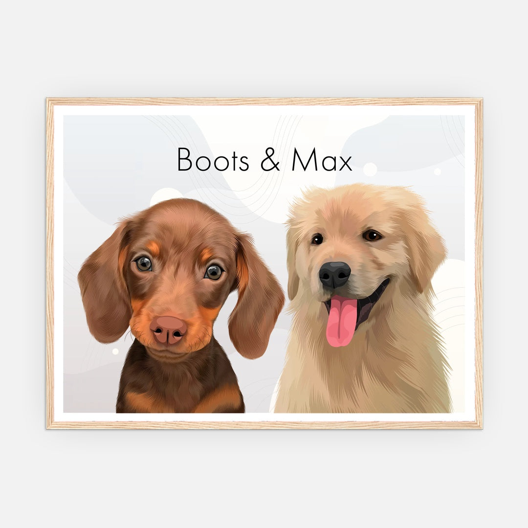 Pet Portrait - Two Pets - Framed