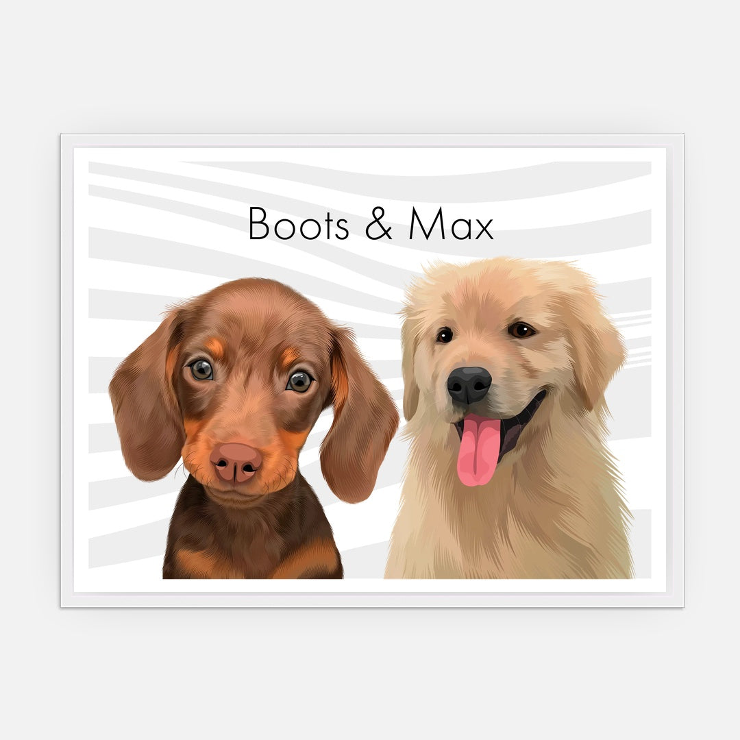 Pet Portrait - Two Pets - Framed
