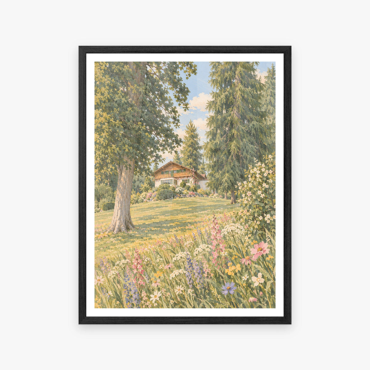 Floral Landscapes I in a black frame