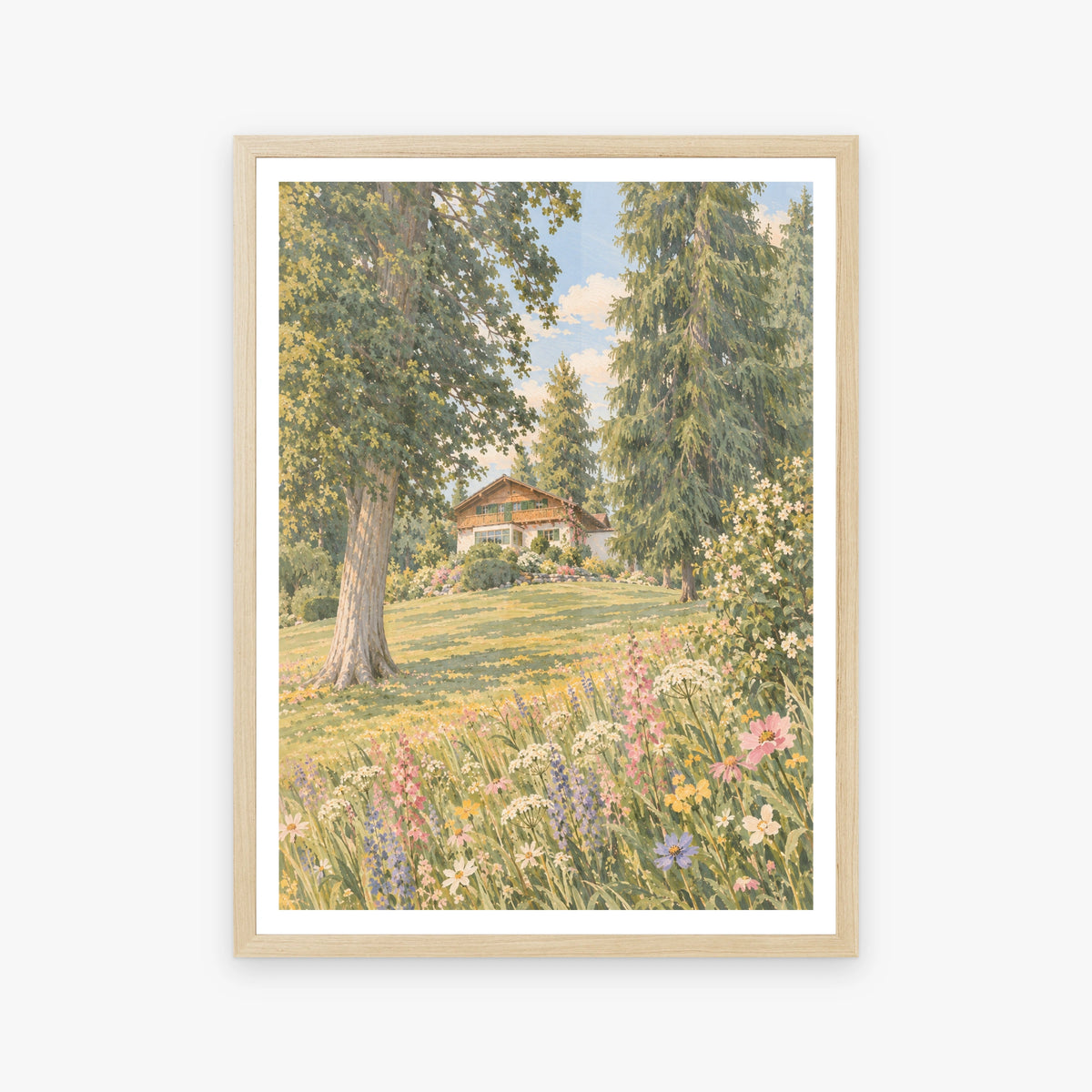 Floral Landscapes I in a wood frame