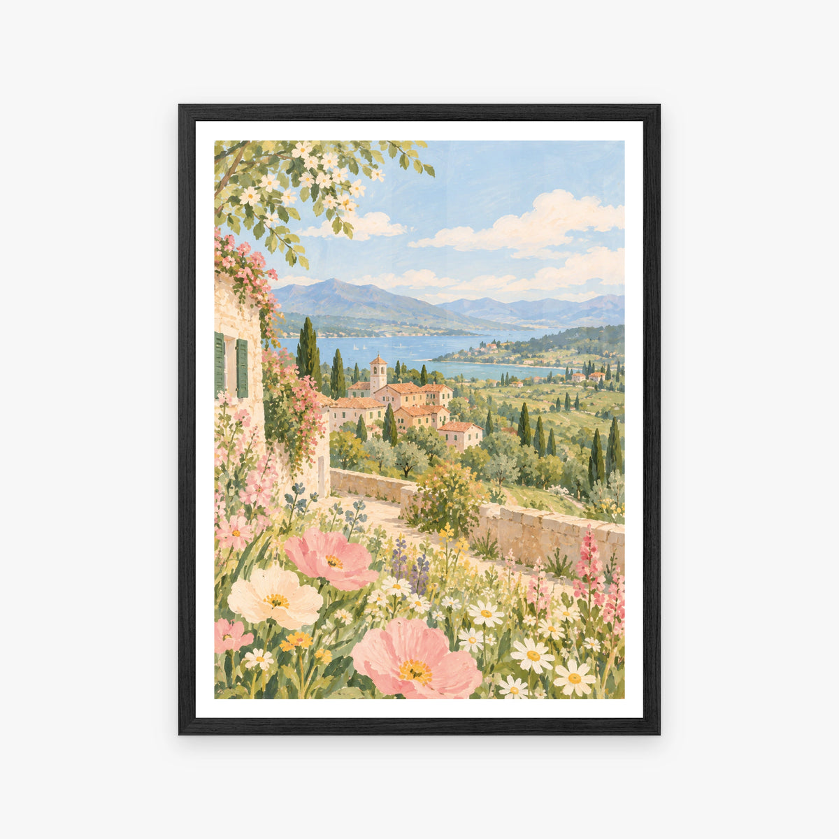 Floral Landscapes VI in a black frame