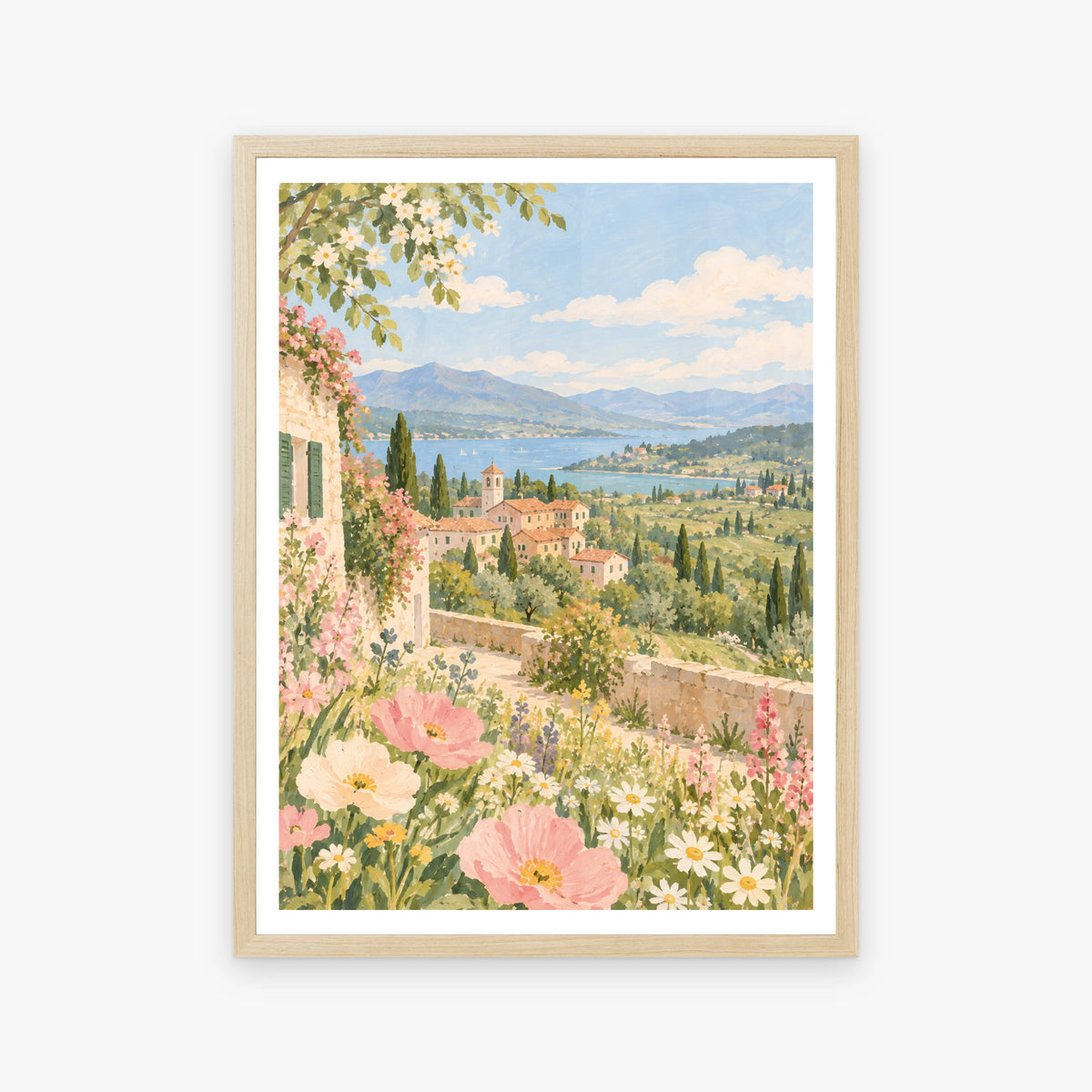 Floral Landscapes VI in a wood frame