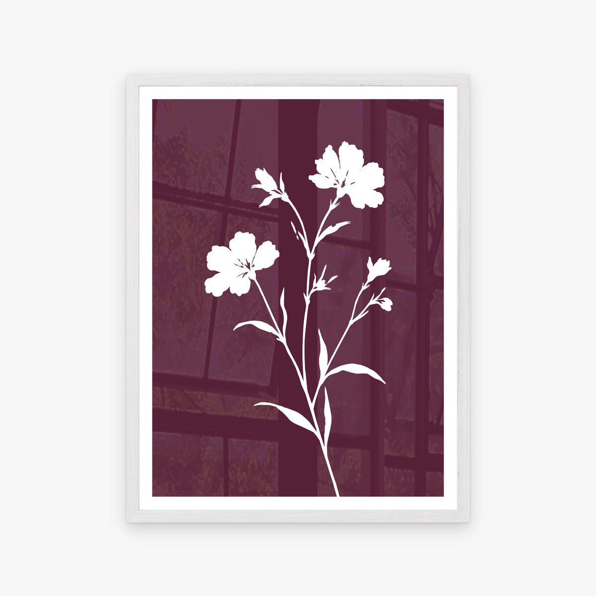 Floral Silhouettes I in a white frame