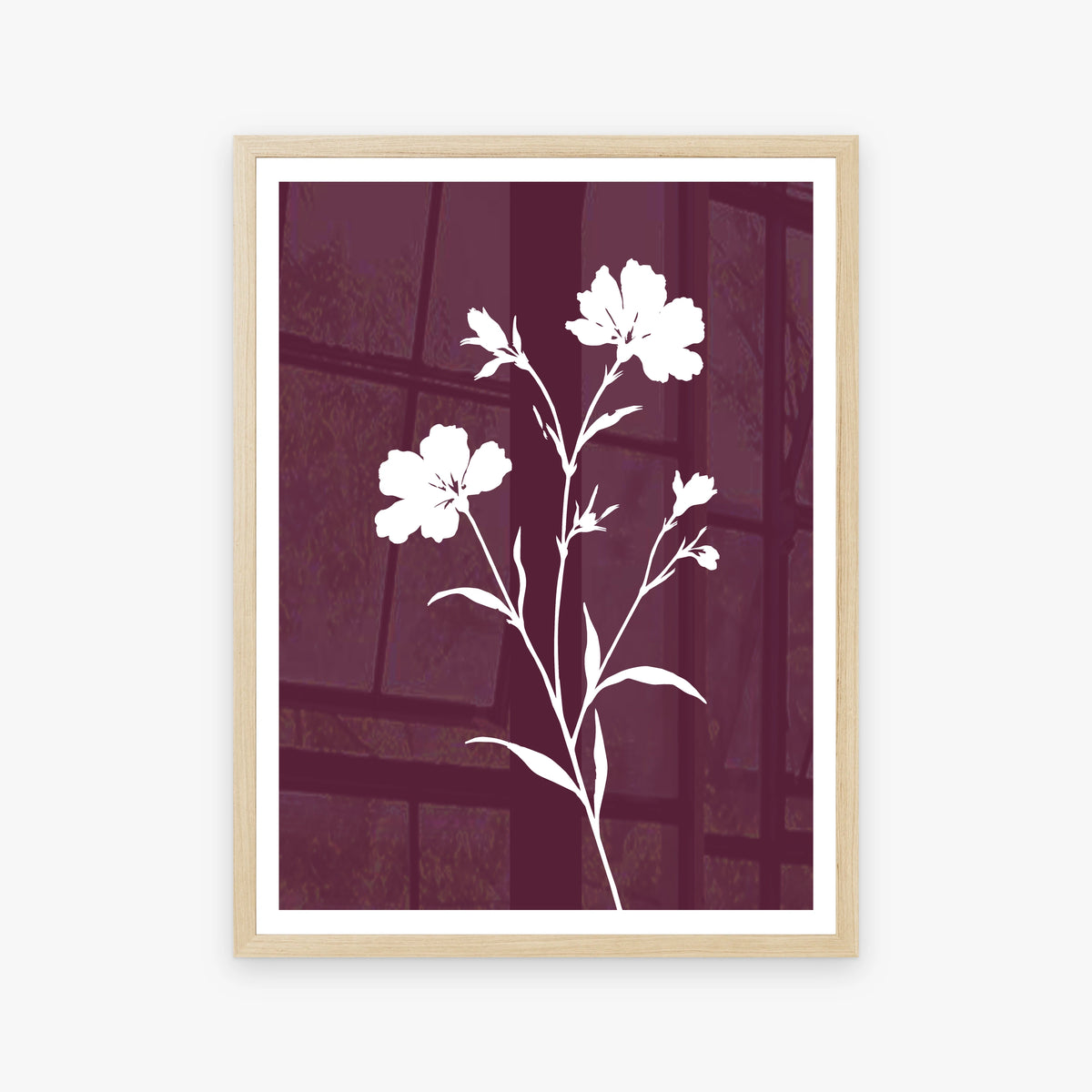 Floral Silhouettes I in a wood frame