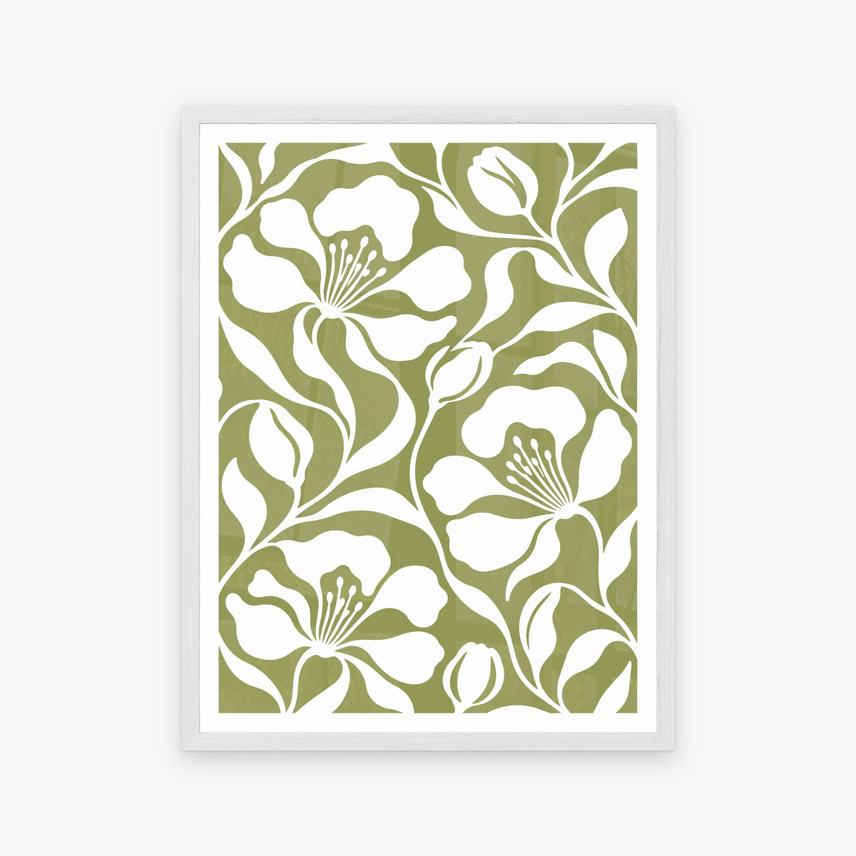 Floral Silhouettes V in a white frame