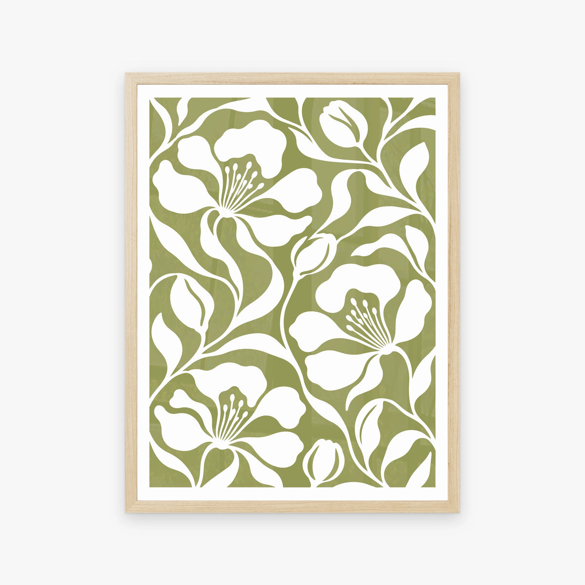 Floral Silhouettes V in a wood frame