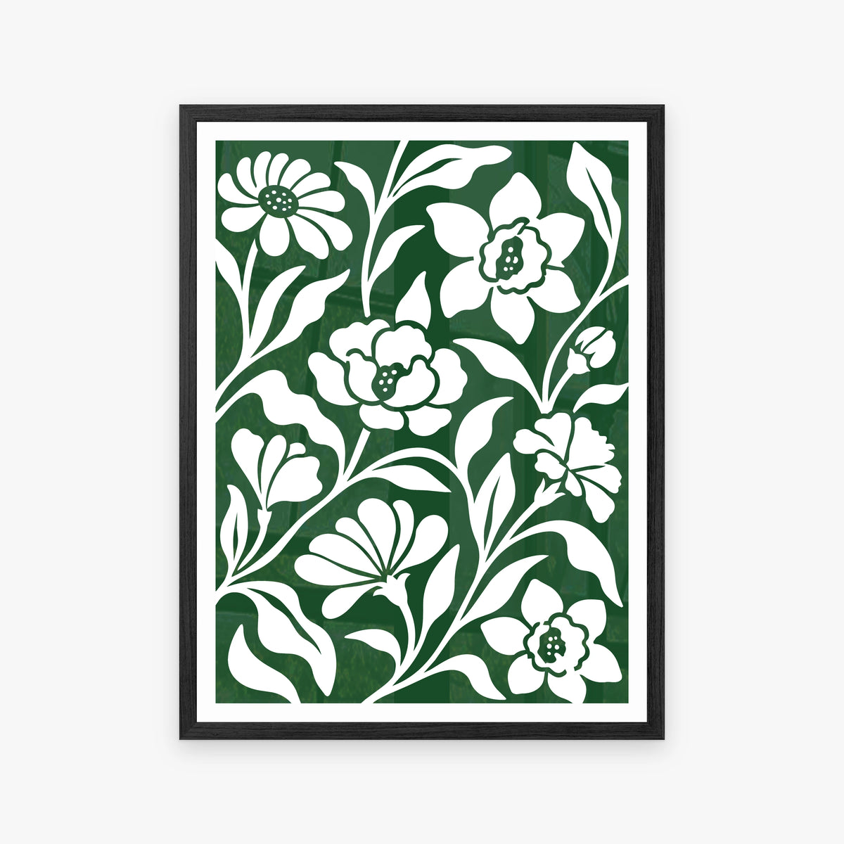 Floral Silhouettes VI in a black frame