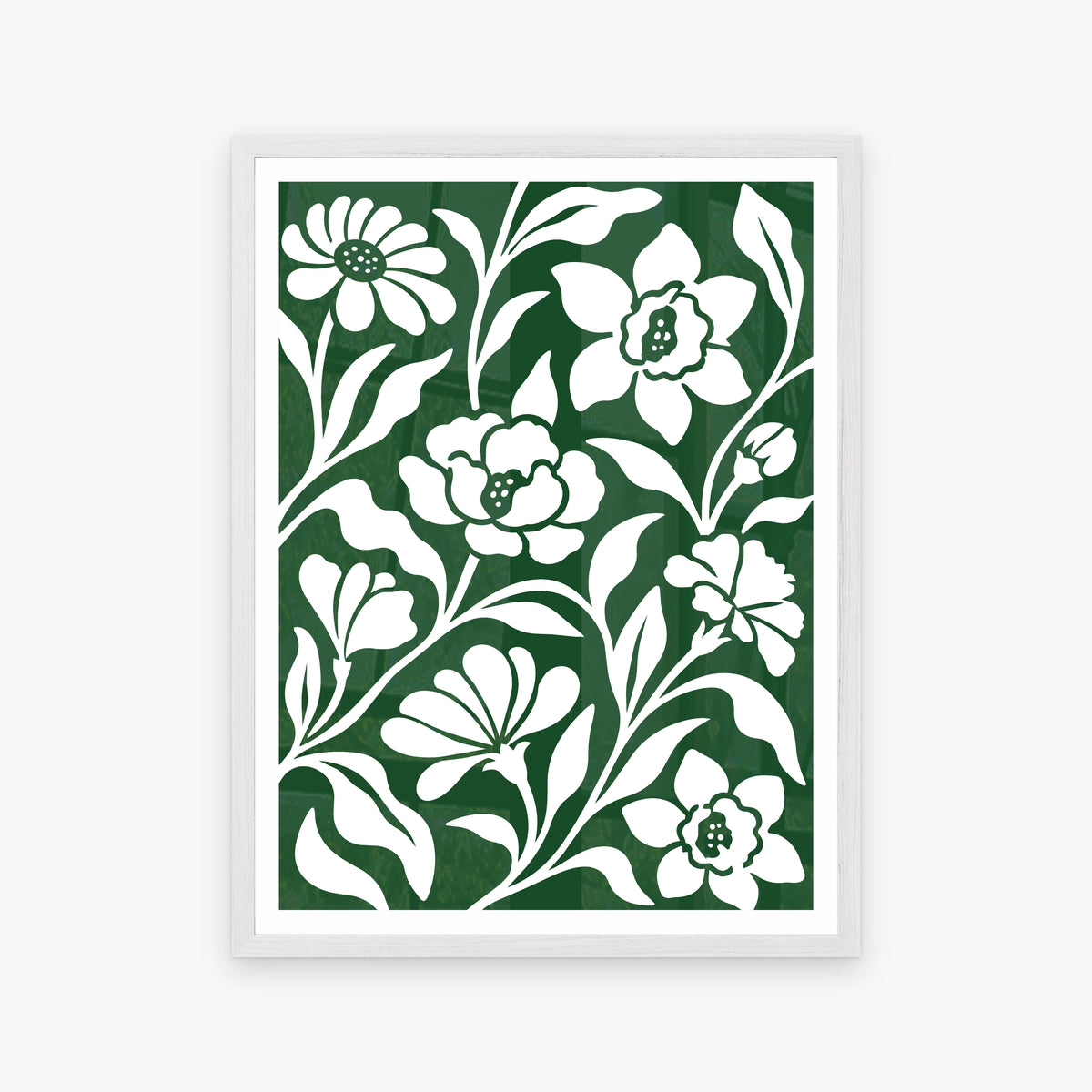 Floral Silhouettes VI in a white frame