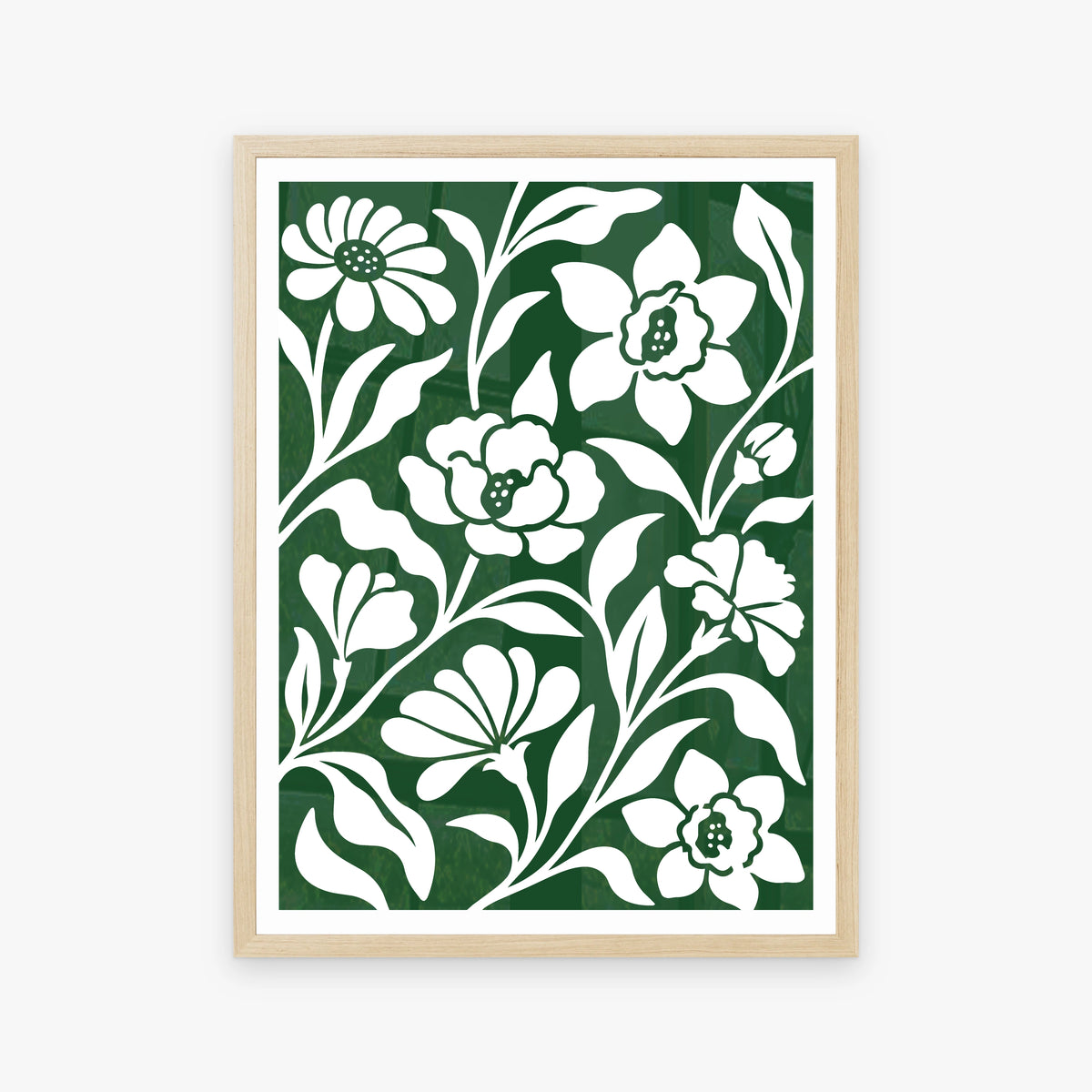Floral Silhouettes VI in a wood frame