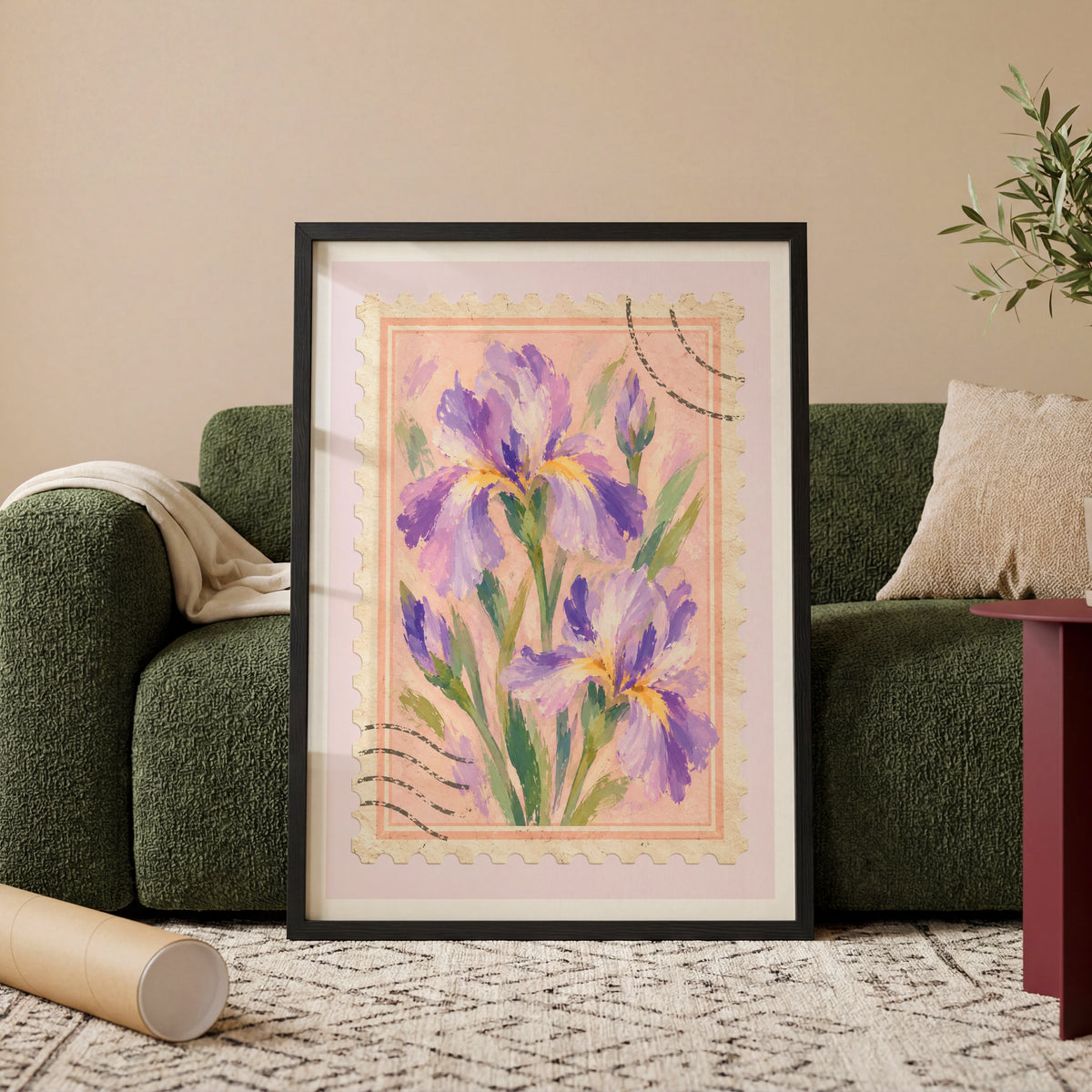 Floral Stamps I wall art in a room