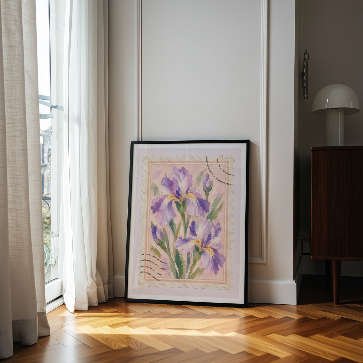 Floral Stamps I wall art in a room