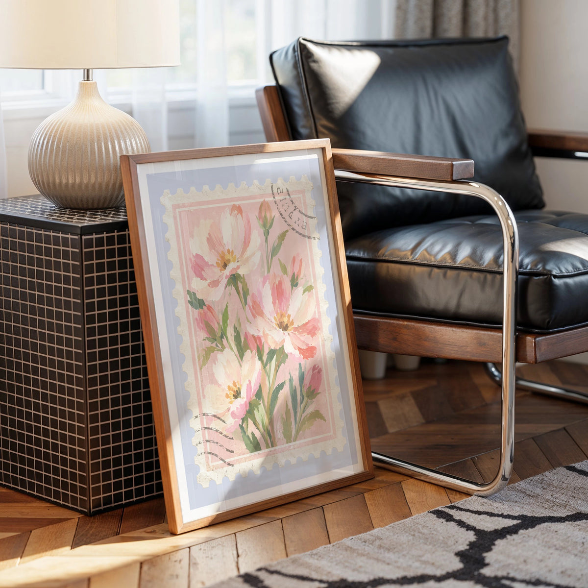 Floral Stamps II wall art in a room