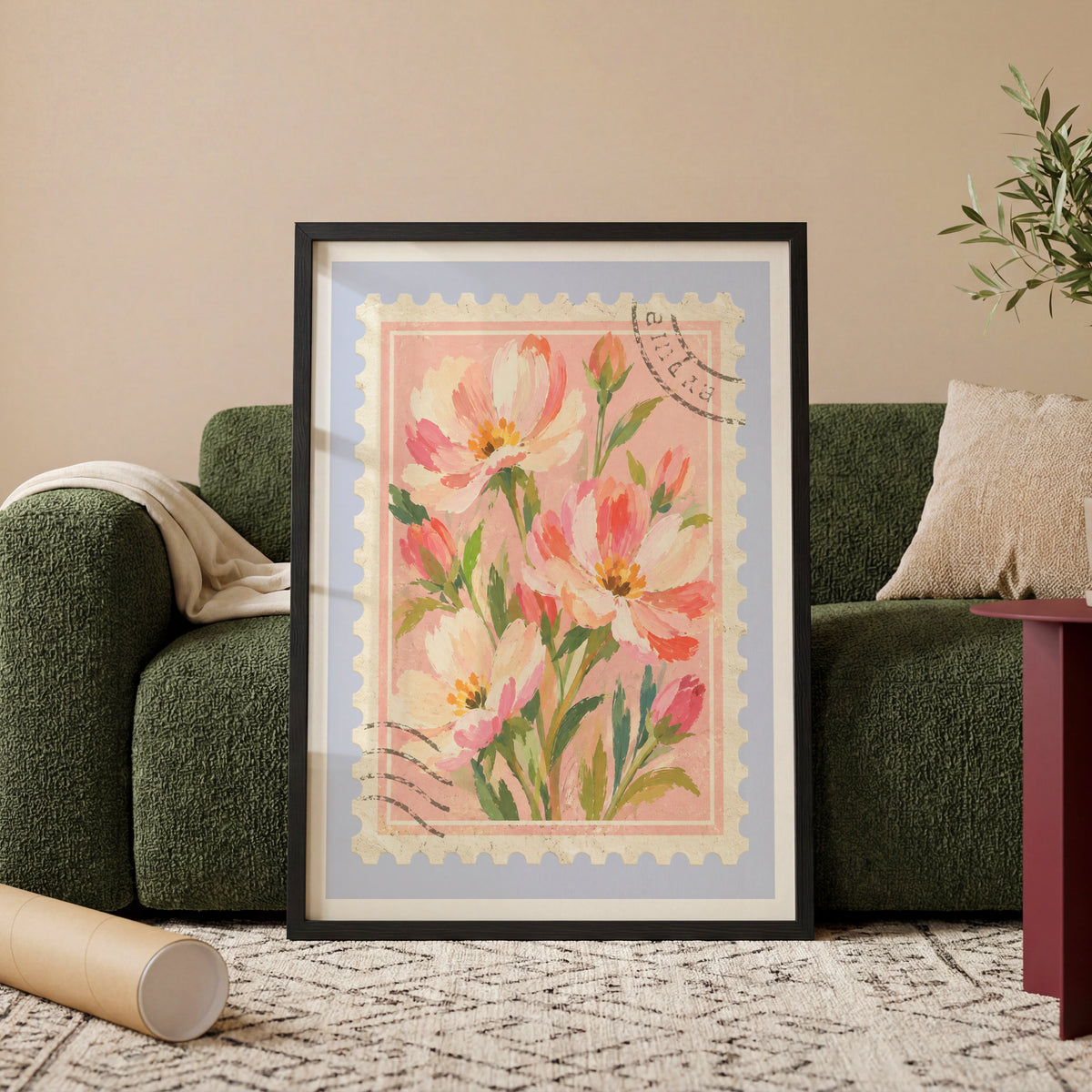 Floral Stamps II wall art in a room