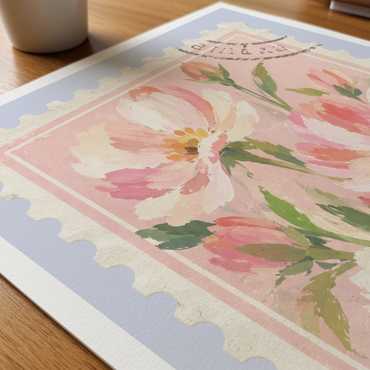 Floral Stamps II wall art in a room