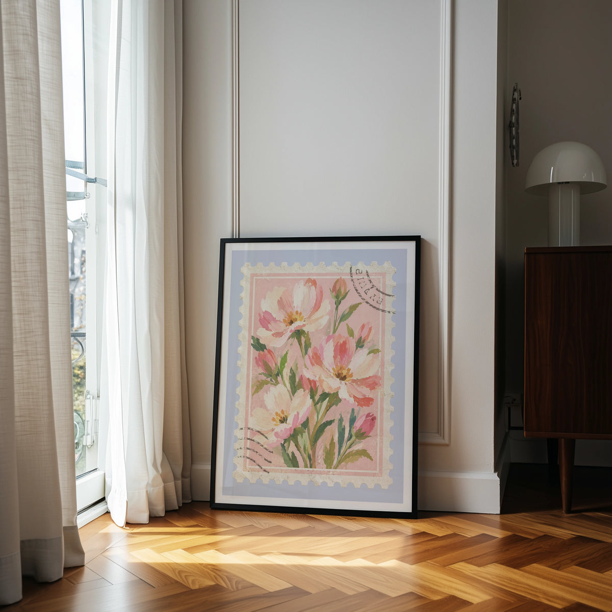 Floral Stamps II wall art in a room