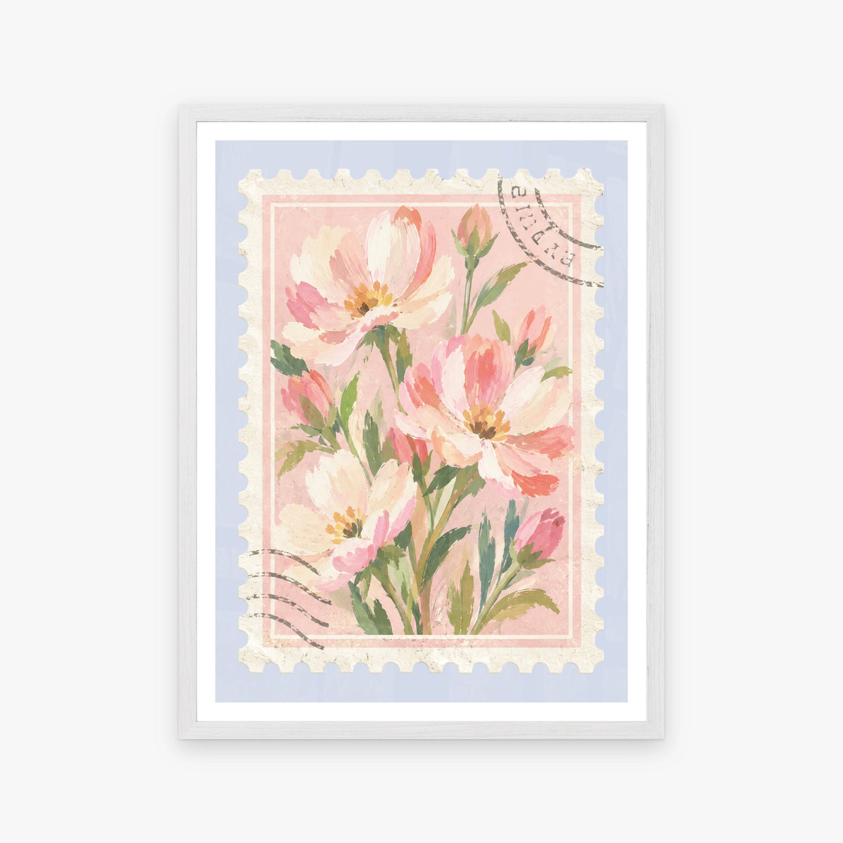 Floral Stamps II in a white frame