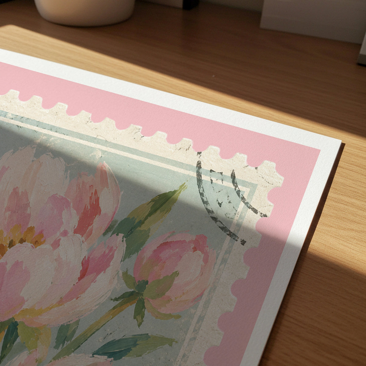 Floral Stamps III wall art in a room