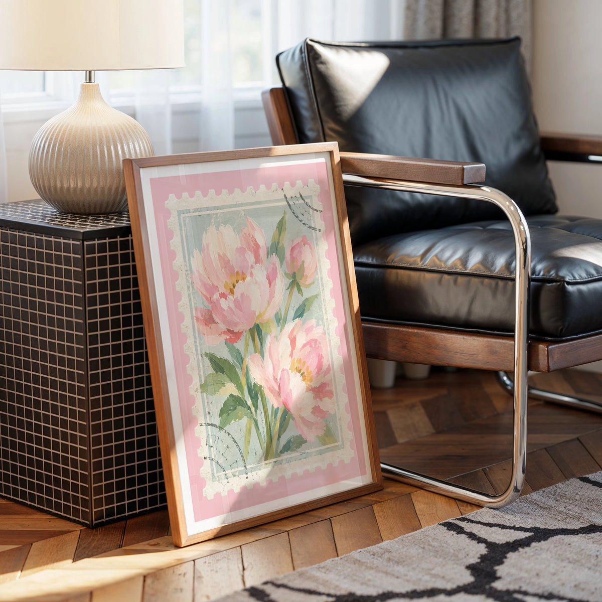 Floral Stamps III wall art in a room