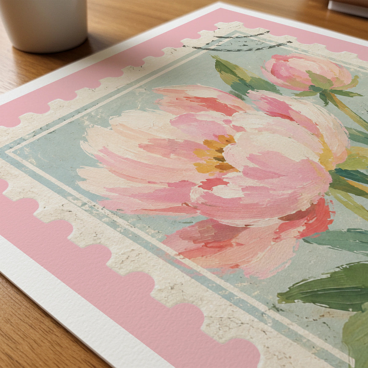 Floral Stamps III wall art in a room