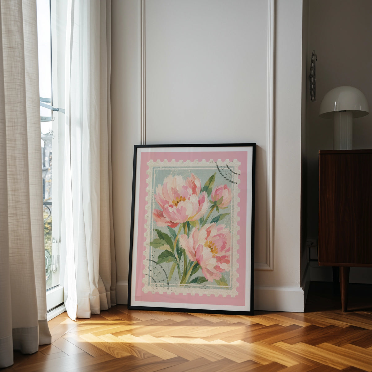 Floral Stamps III wall art in a room