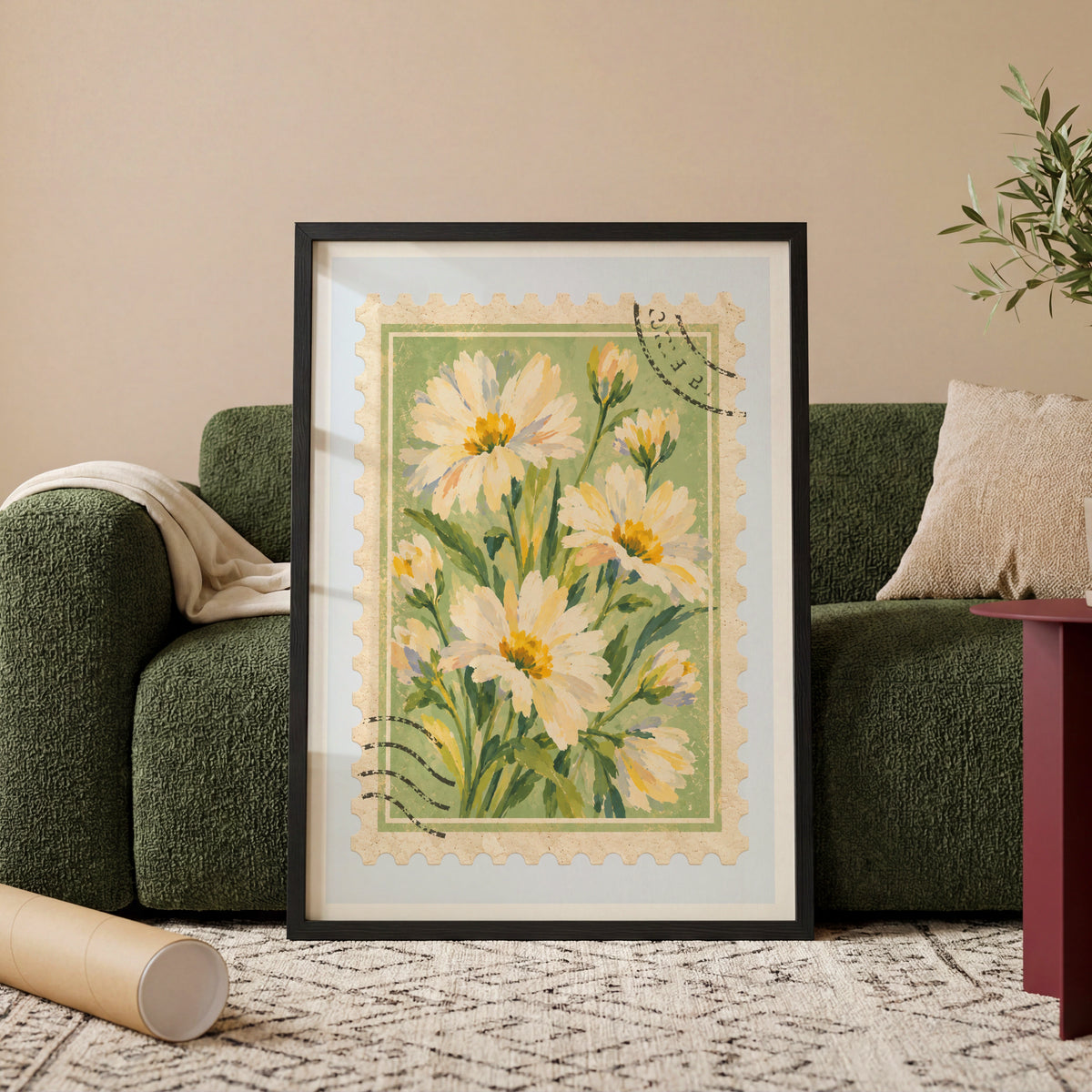 Floral Stamps IV wall art in a room