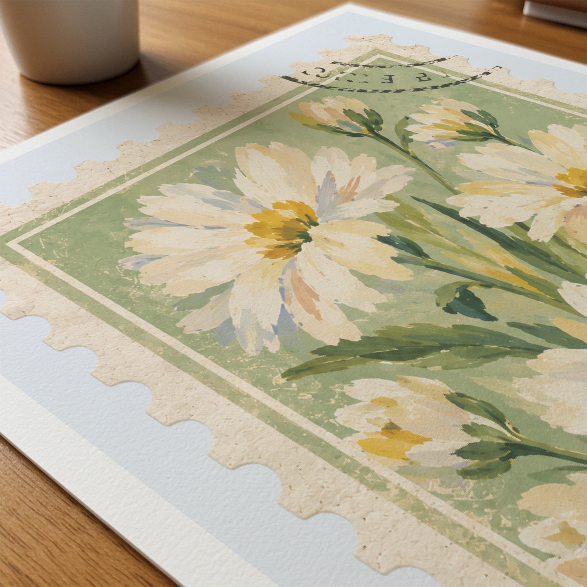 Floral Stamps IV wall art in a room