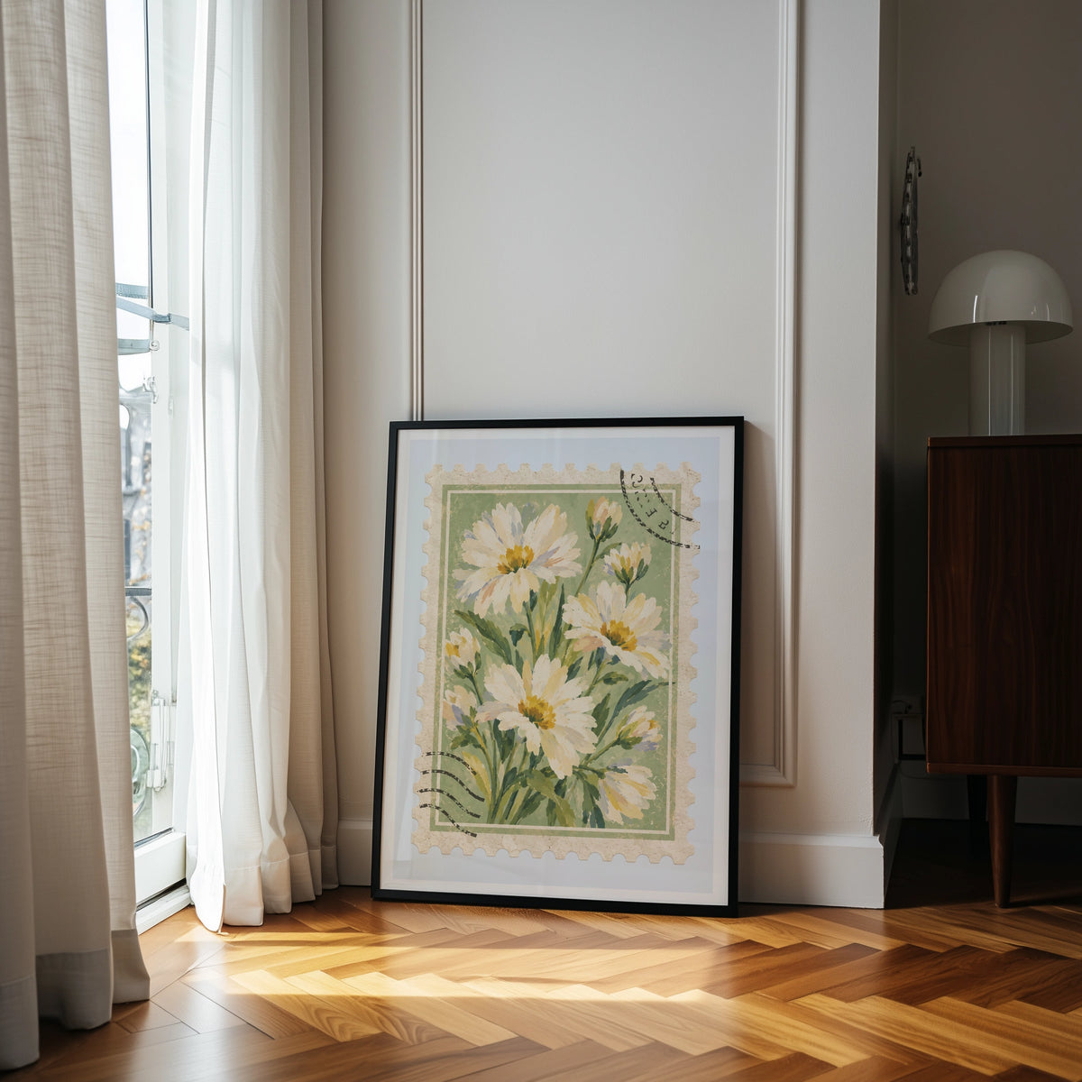 Floral Stamps IV wall art in a room