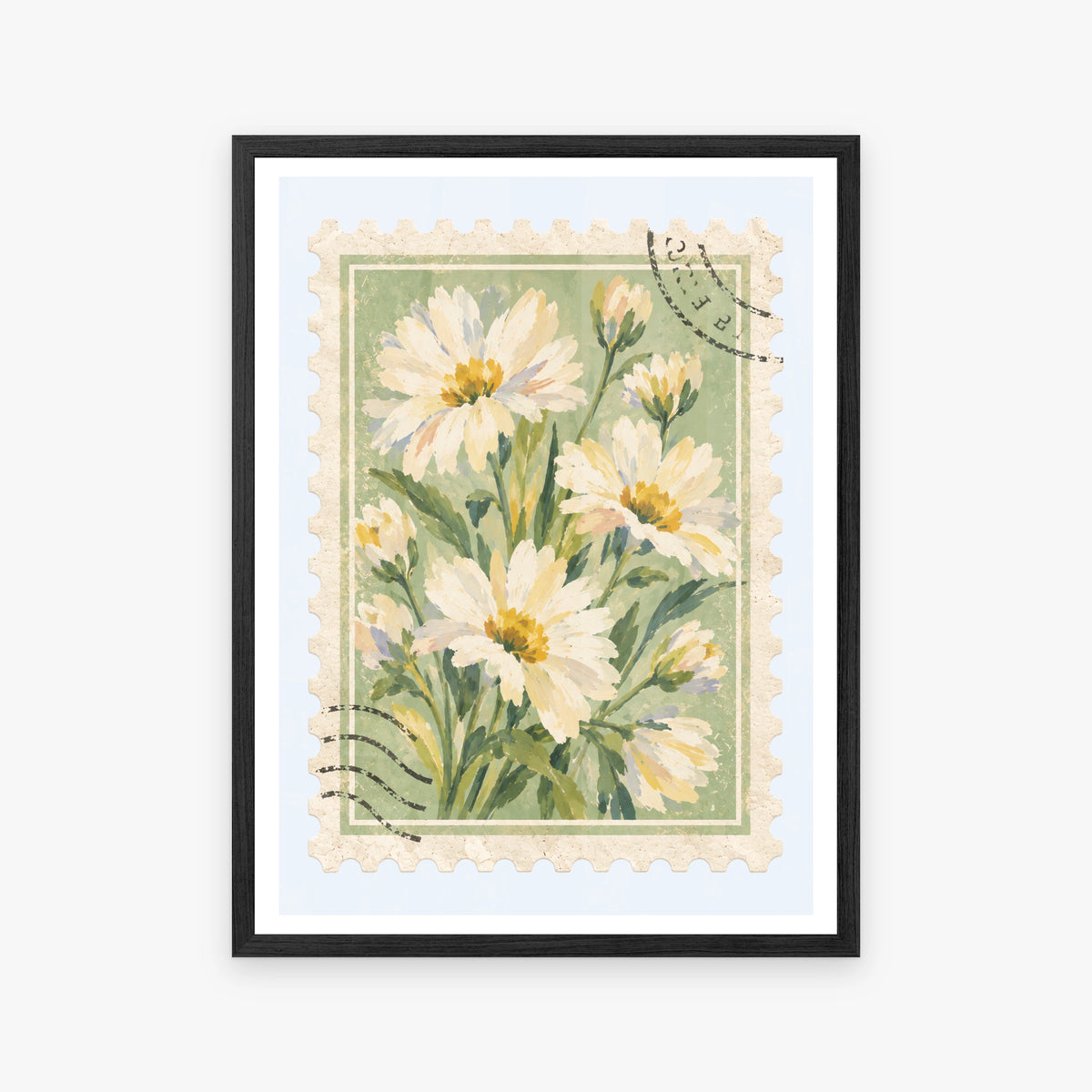 Floral Stamps IV in a black frame