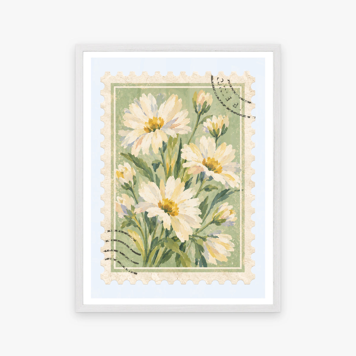 Floral Stamps IV in a white frame