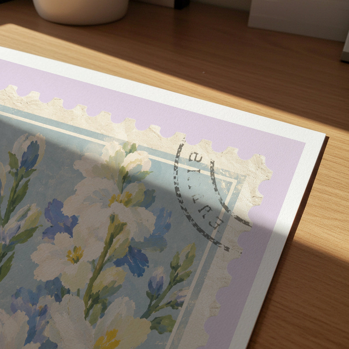 Floral Stamps V wall art in a room