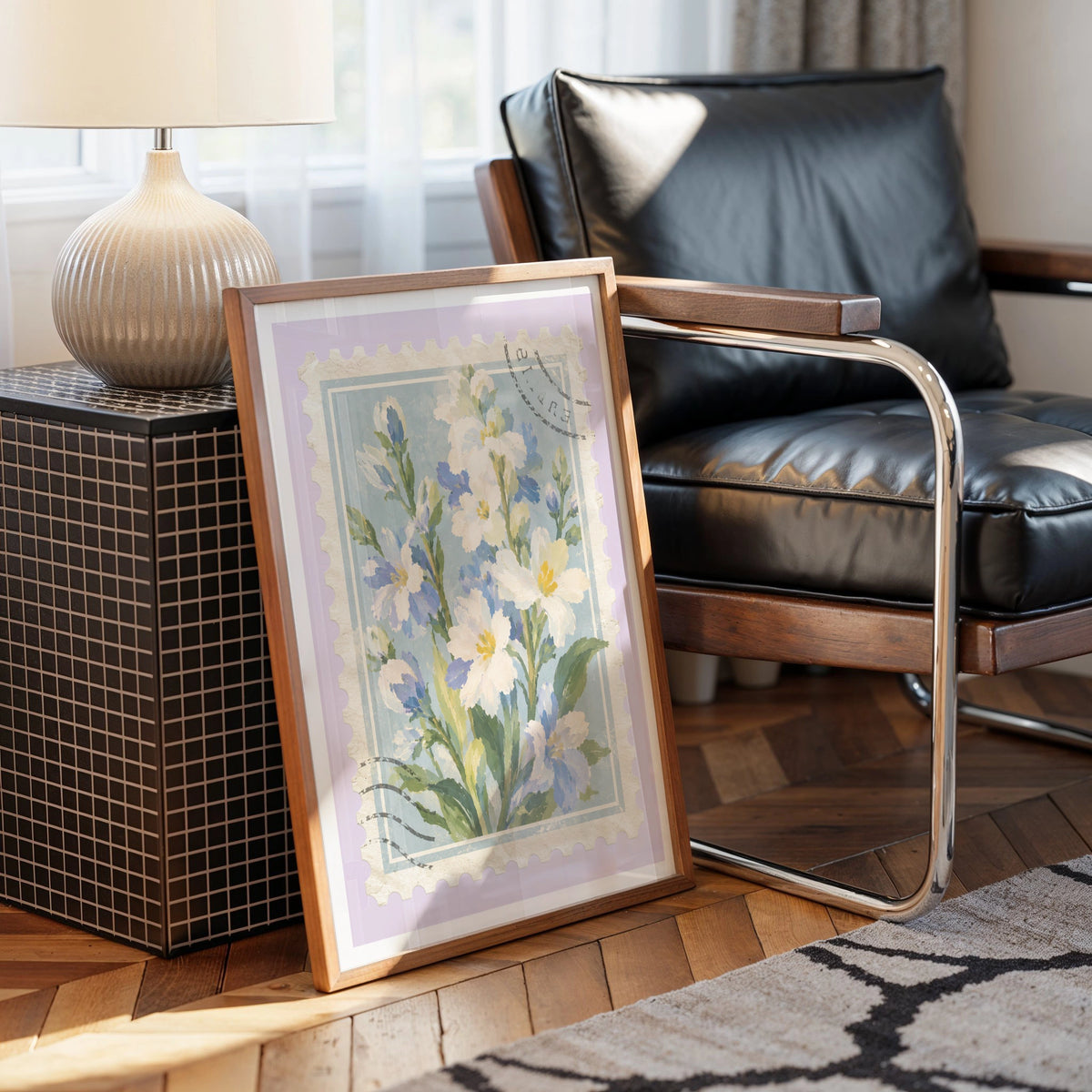 Floral Stamps V wall art in a room