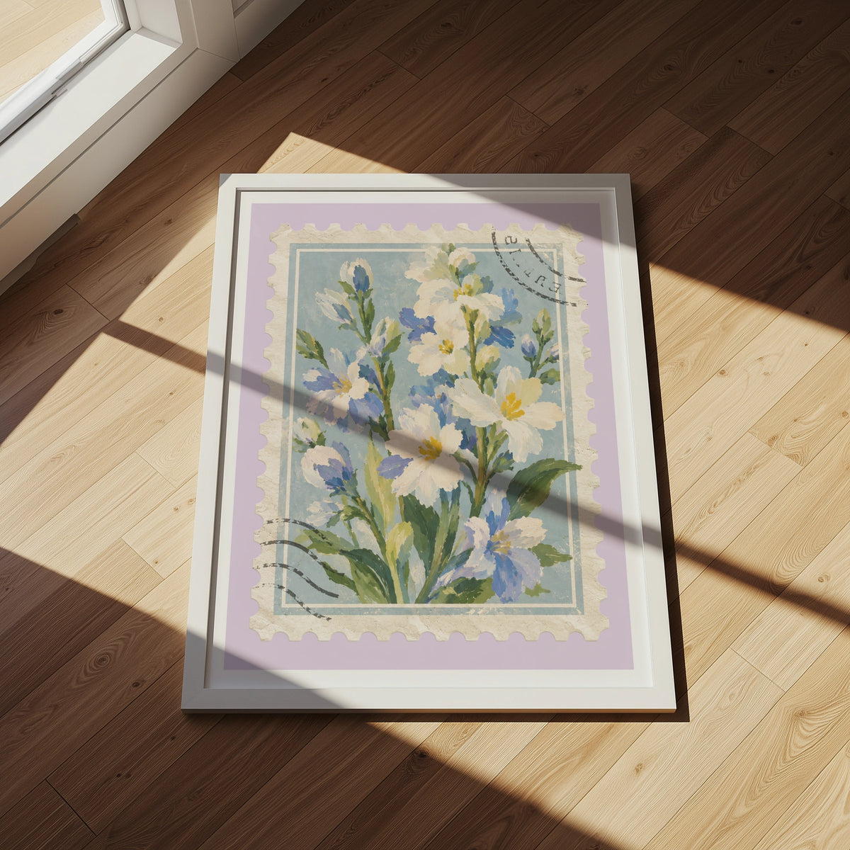 Floral Stamps V wall art in a room