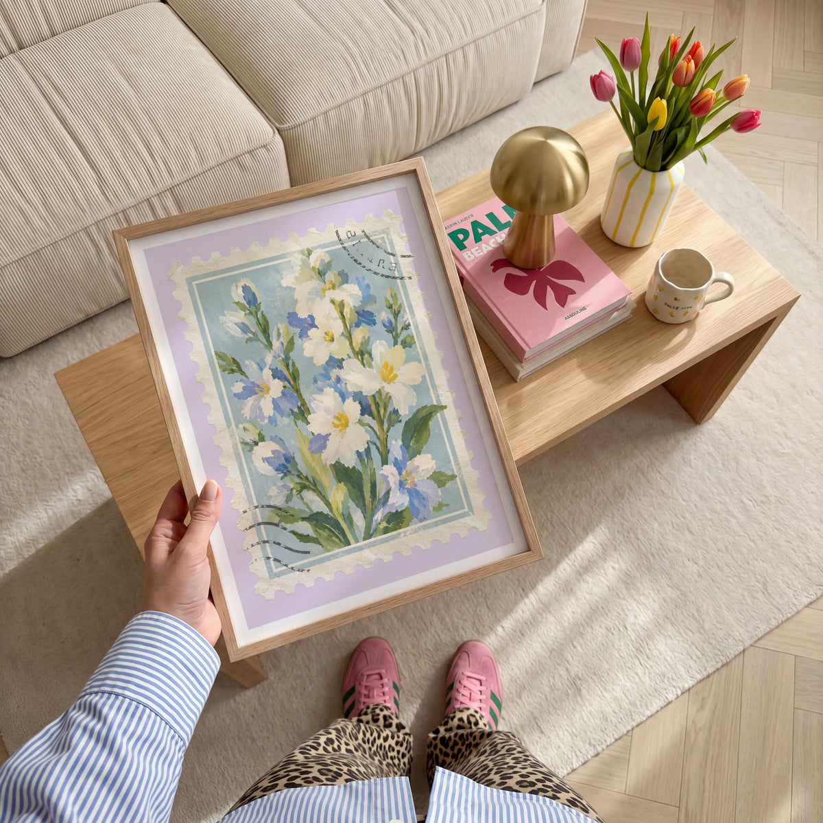 Floral Stamps V wall art in a room