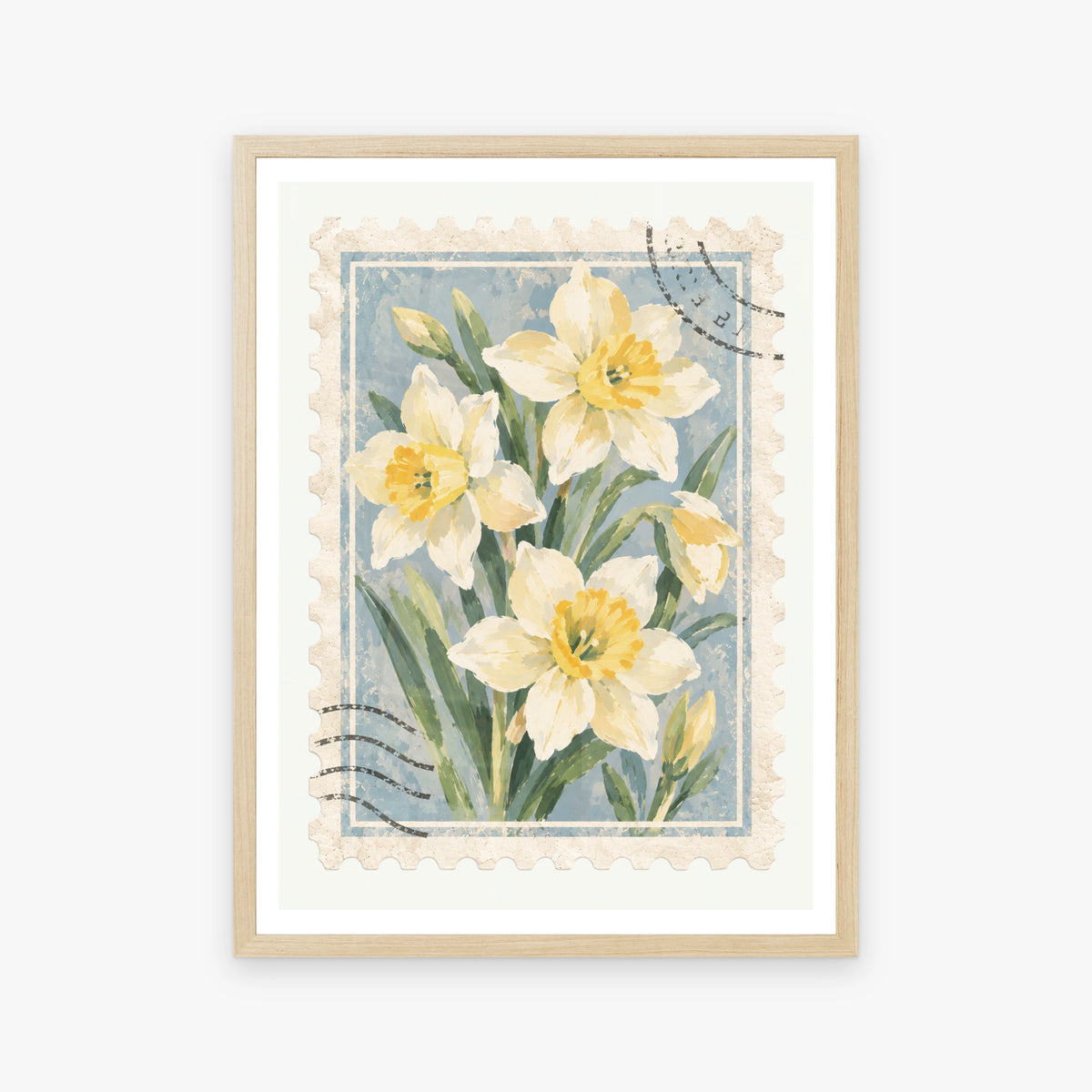 Floral Stamps VI in a wood frame