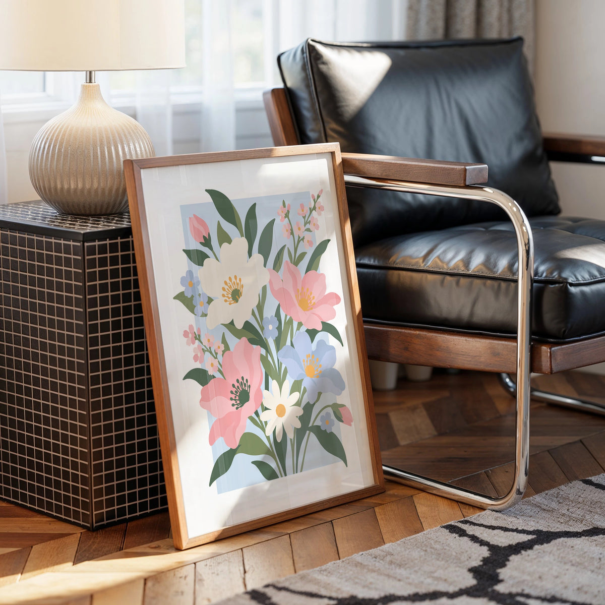 Vectoral Floral Illustration I wall art in a room