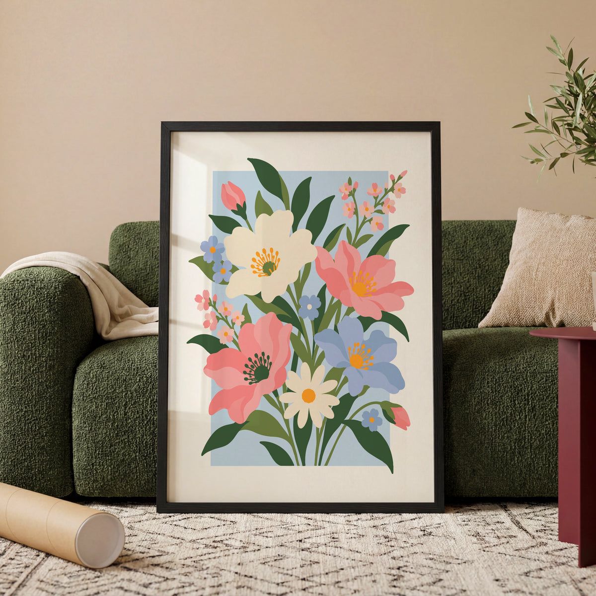 Vectoral Floral Illustration I wall art in a room