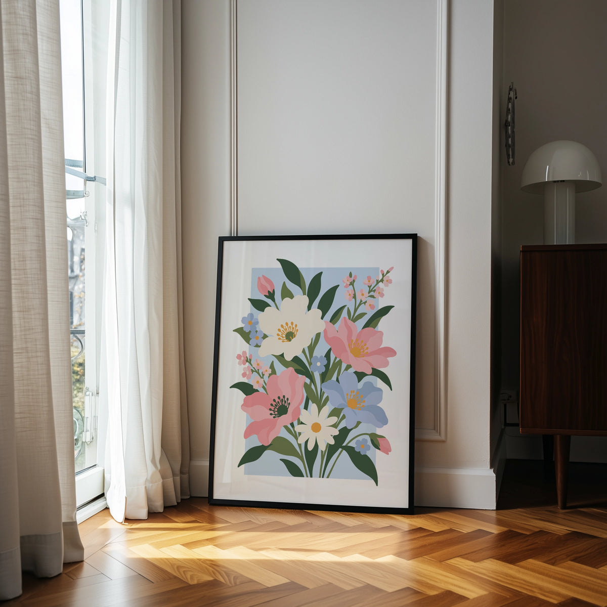 Vectoral Floral Illustration I wall art in a room